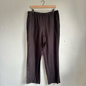 Orvis Women Black Linen Pull On Elastic Waist Pants Pockets‎ Size 14/16 Travel